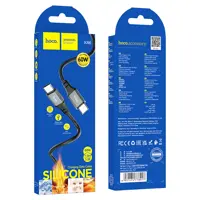 Кабель Power Delivery HOCO X86 Type-C PD60W 3A silicone 1m чорний), мініатюра зображення № 5