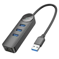 Хаб Borofone DH6 USB AM to 3xUSB3.0 +Lan RJ45, 1.2м), мініатюра зображення № 5