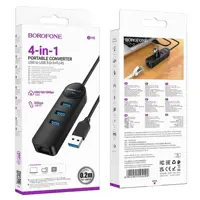 Хаб Borofone DH6 USB AM to 3xUSB3.0 +Lan RJ45, 1.2м), мініатюра зображення № 8
