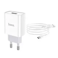Мережеве зарядне HOCO C81A Asombroso 1USB 2,1A кабель Type-C біле), мініатюра зображення № 10