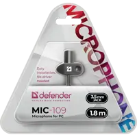 Мікрофон DEFENDER MIC-109 чорний, на прищіпці, 1,8 м), мініатюра зображення № 3