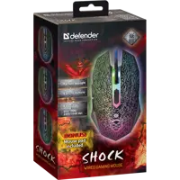миша ігрова DEFENDER Shock GM-110L 3200dpi, 6 кнопок, RGB підсвітка, килимок у подарунок), мініатюра зображення № 4