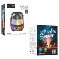 Портативна колонка HOCO BS58 Crystal bluetooth, TF, USB, AUX, TWS чорна), мініатюра зображення № 7