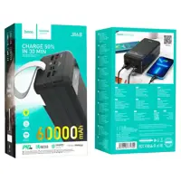 power bank Hoco J86B Electric 4USB Type-C 22.5W PD20W, QC, LCD, Lamp 60000 mAh чорний), мініатюра зображення № 7