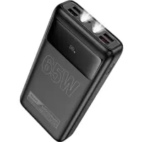 power bank Hoco DB81 Apollo 30000mAh PD65W QC3.0  4xUSB 2x type-c ліхтарик чорний), мініатюра зображення № 3