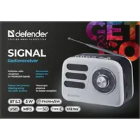Радіоприймач Defender Signal 5Вт, BT5.3 TF Card microSD USB Type-C, 1200 мАч ), мініатюра зображення № 2