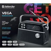 Радіоприймач Defender Vega 5Вт FM/AM/SW, BT5.3 mp3 TF Card, USB, Type-C, 1200 мАч), мініатюра зображення № 3