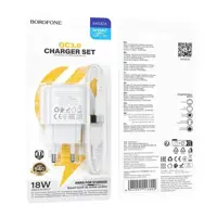 Зарядне BOROFONE BAS42A 1USB QC3.0 3A з кабилем Type-C біле), мініатюра зображення № 2