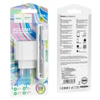 Зарядне Hoco C109A 1USB QC3.0 біле з кабелем Type-C), мініатюра зображення № 2