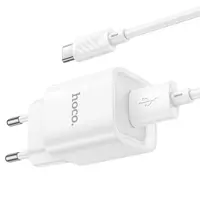Зарядне HOCO C145A QC3.0 18W 1xUSB, з кабилем MicroUSB, біле), мініатюра зображення № 5
