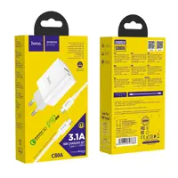 Зарядне HOCO C80A USB Type-C QC3.0 PD18W з кабелем Type-C біле), мініатюра зображення № 2