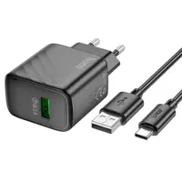 Зарядне HOCO CS21A Rich 1USB QC3.0 18W з кабелем Type-C чорне), мініатюра зображення № 4