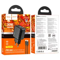 Зарядне HOCO CS23A PD30W QC3.0 1USB 1Type-C з кабелем Type-C чорне), мініатюра зображення № 2