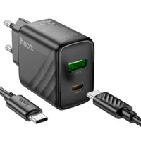 Зарядне HOCO CS23A PD30W QC3.0 1USB 1Type-C з кабелем Type-C чорне), мініатюра зображення № 3