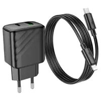 Зарядне HOCO CS23A PD30W Type-C 1USB PD30W з кабелем Type-C to Lightning чорне), мініатюра зображення № 7