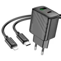 Зарядне HOCO CS23A PD30W Type-C 1USB PD30W з кабелем Type-C to Lightning чорне), мініатюра зображення № 8