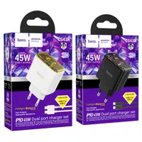 Зарядне HOCO CS43A Smart PD45W 2*Type-C чорне), мініатюра зображення № 2