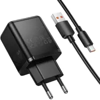 Зарядне HOCO GaN C157A USB Type-C PD30W з кабелем Type-C чорне), мініатюра зображення № 8