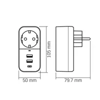 Зарядне VIDEX ONCORD 2xUSB 1xType-C 1xEU 2.4A  White), мініатюра зображення № 2