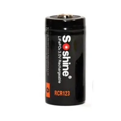 Акумулятор Літієвий Soshine Li-Fe 16340 (RCR123P) 3V 600mAh з платаю захисту та напругою 3В