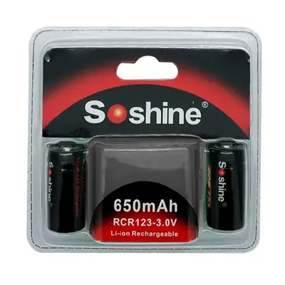 Акумулятор Літієвий Soshine RCR16340-3.0V 650Ah з платою захисту, напруга 3,0В як у CR123 батарейки