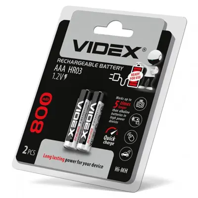 Акумулятор VIDEX Ni-MH AAA HR03 800mAh 2bl