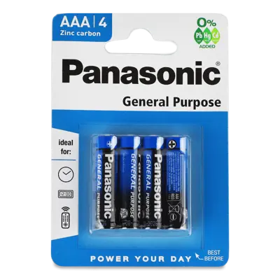 Батарейка PANASONIC General Purpose R03 AAA  4BL