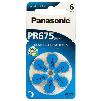 Батарейка в слуховий апарат PANASONIC Zinc Air PR 675 / (6 bl)