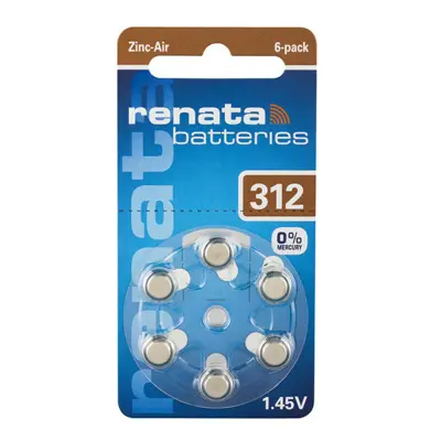 Батарейка в слуховий апарат RENATA ZA 312 (6BL)