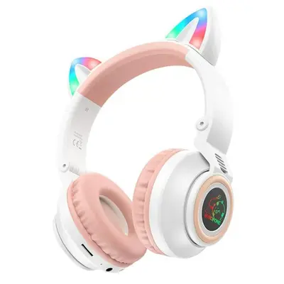 Bluetooth гарнітура BOROFONE BO18 білі з підсвічуванням