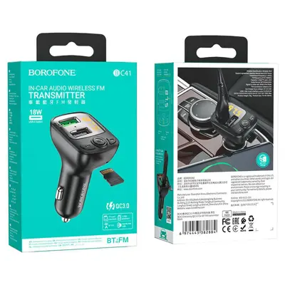 FM-модулятор BOROFONE BC41 bluetooth QC3.0