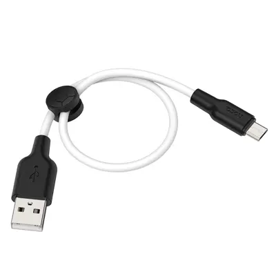 Кабель HOCO  X21 USB - Micro 2,4A 0,25m Plus Silicone чорно - білий