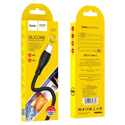 Кабель HOCO X61 USB AM - Type-C silicone 2,4A 1m Black