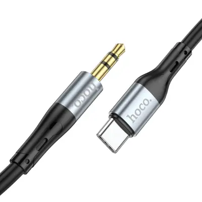 Кабель НОСО UPA22 jack 3.5 - Type-C silicone 1m чорний