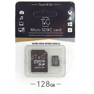 Карта пам'яті microSDHC T&G 128GB Сlass 10 (с адаптером)