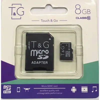 карта пам'яті microSDHC T&G 8GB class 10 (з адаптером)
