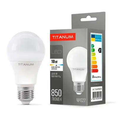 LED лампа TITANUM A60 10W E27 4100K 220V