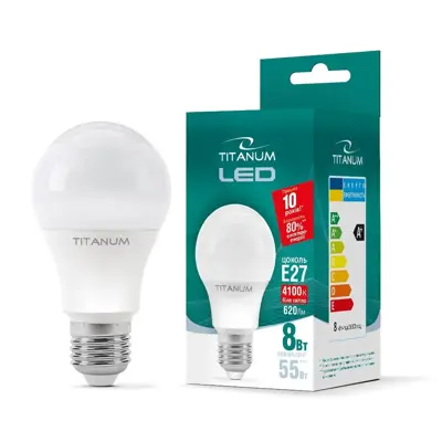 LED лампа TITANUM A60 8W E27 4100K 220V