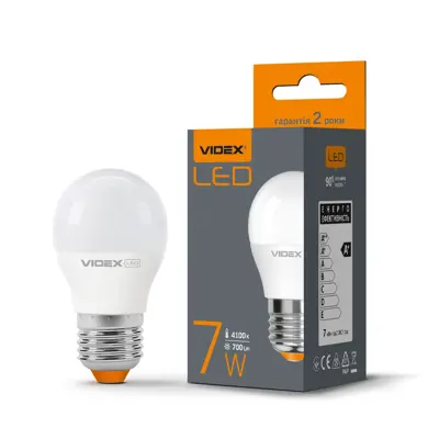 LED лампа VIDEX G45e 7W E27 4100K 220V