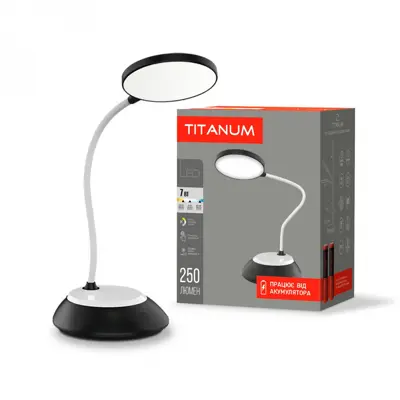 LED лампа настiльна з акумулятором TITANUM TLTF-022B 7W USB чорна
