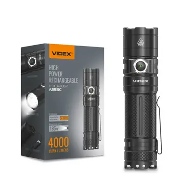 Ліхтар ручний VIDEX VLF-A355C 4000Lm 5000K USB-C 26650