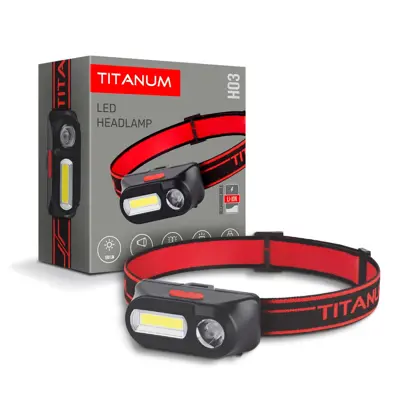 Ліхтарик налобний TITANUM TLF-H03 XPE+COB, 5 режимів, 180Lm, micro USB