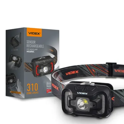 Ліхтарик налобний VIDEX VLF-H025C CREE XTE 5W+COB, li-pol 1800mAh, 3 режими, 310Lm, type-c