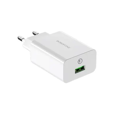 Зарядне BOROFONE BA21A 1USB 3A QC3.0 white з кабелем Micro USB у комплекті