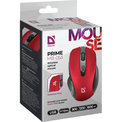 Миша бездротова DEFENDER Prime MB-053, червона
