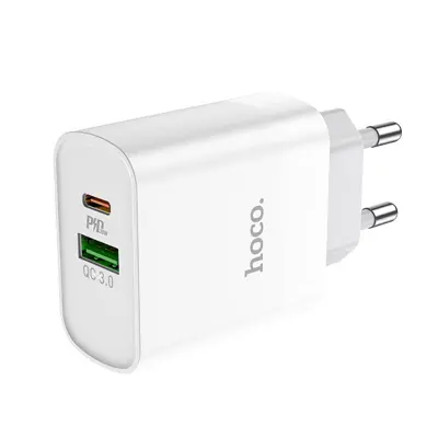Зарядне HOCO 1USB 1Type-C PD20W QC3.0 3.1A білe