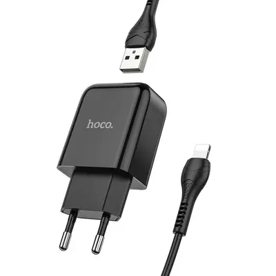 Мережеве зарядне HOCO N2 1USB 2,4A кабель lightning