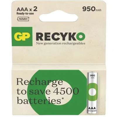 Акумулятор GP ReCyko Ni-MH AAA HR03 950mAh 2BL