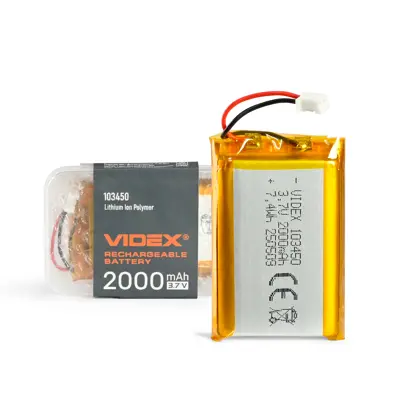 Акумулятор Li-pol Videx VLF-B103450-20 3.7V 2000mAh до ліхтарів VLF-H025С, VLF-H035С, VLF-H045Z, VLF-H147, VLF-H189