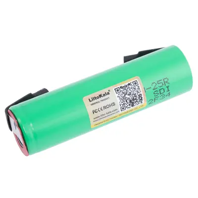 Акумулятор LiitoKala Li-ion INR18650-25R-N 3,7V 2500mAh, високострумовий 20A, з виводами